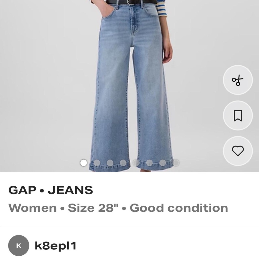 GAP Women's Light Blue Wide Leg Cropped Jeans